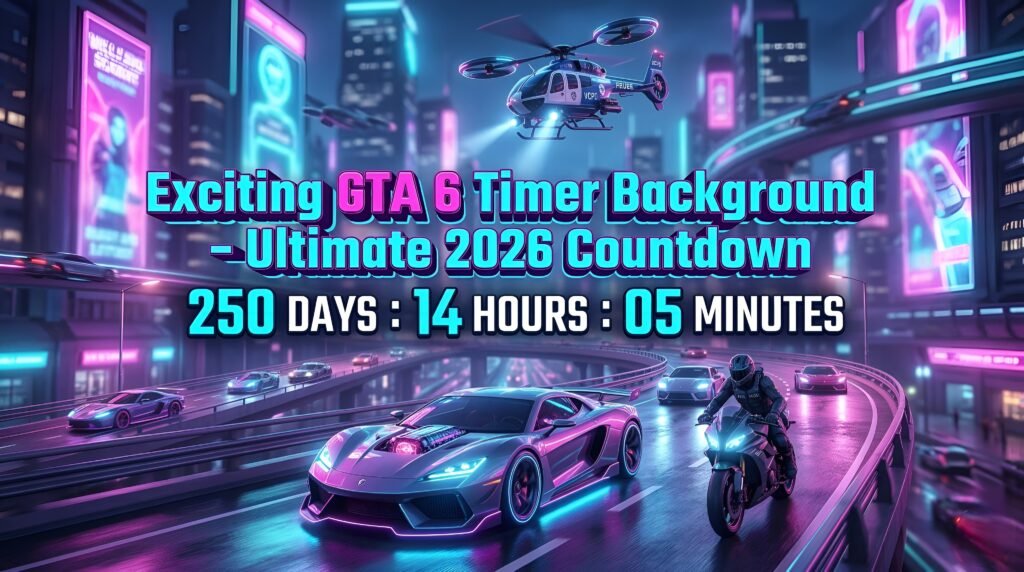 Exciting GTA 6 timer background with live 2026 countdown and release info
