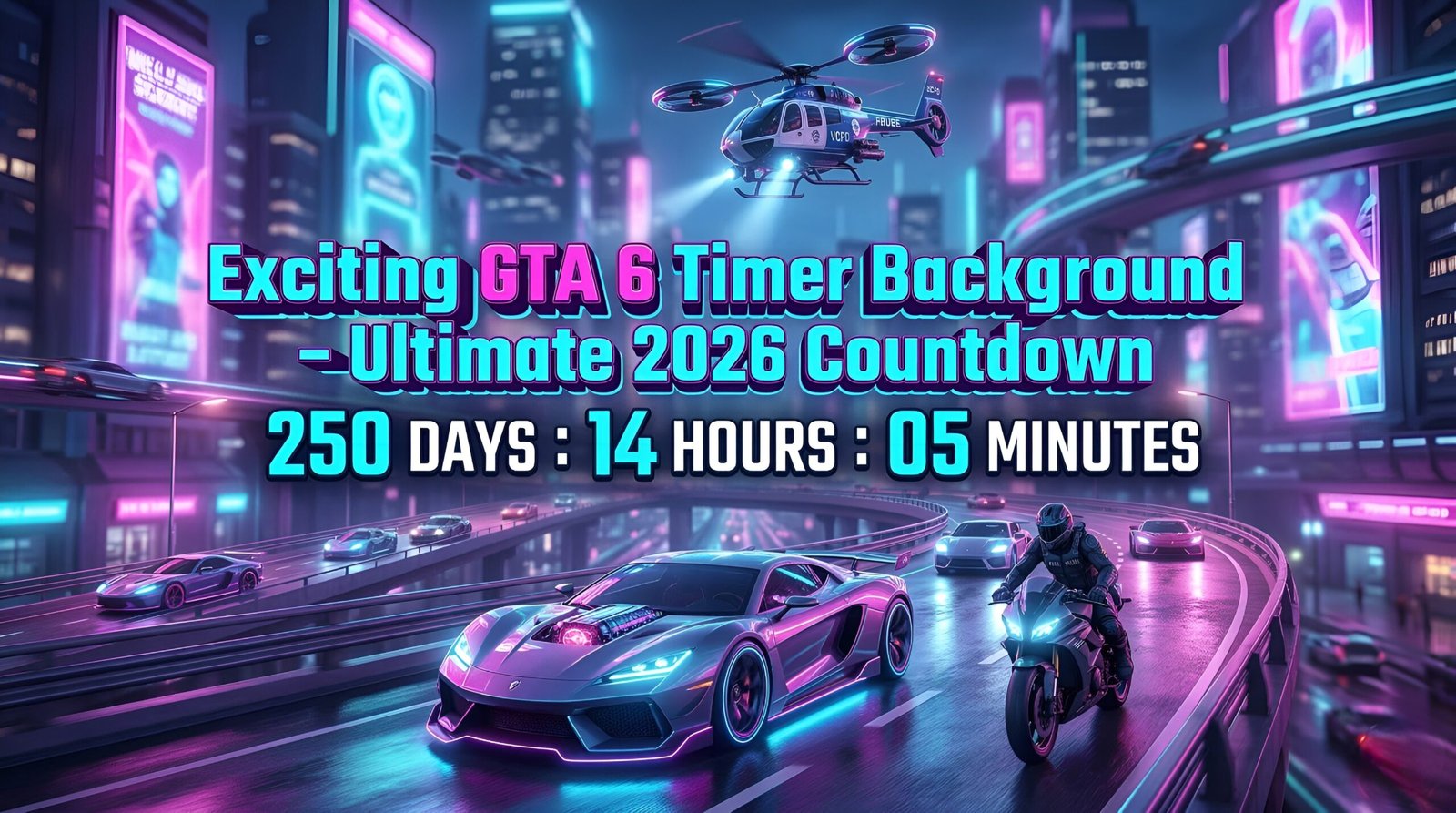 Exciting GTA 6 timer background with live 2026 countdown and release info