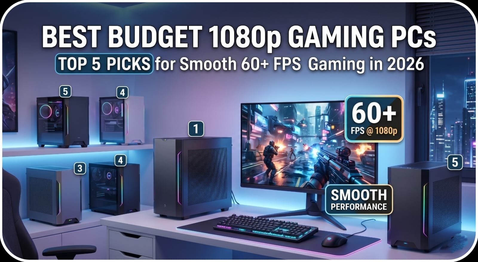 Best budget 1080p gaming PC 2026 with high FPS performance affordable build smooth gameplay setup