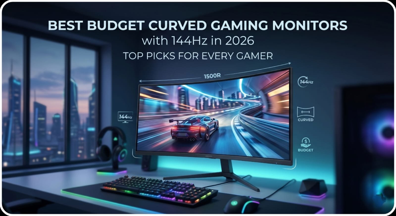 Best budget curved gaming monitor 2026 with high refresh rate 144Hz 165Hz low response time and immersive display