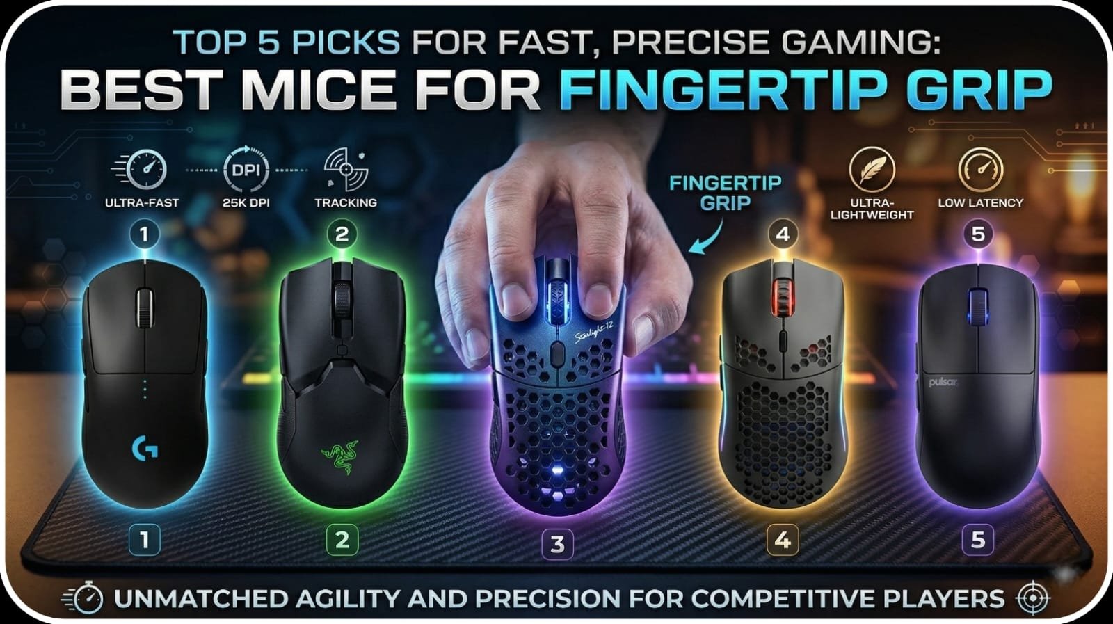 Best gaming mouse for fingertip grip with lightweight design and high precision sensor in 2026
