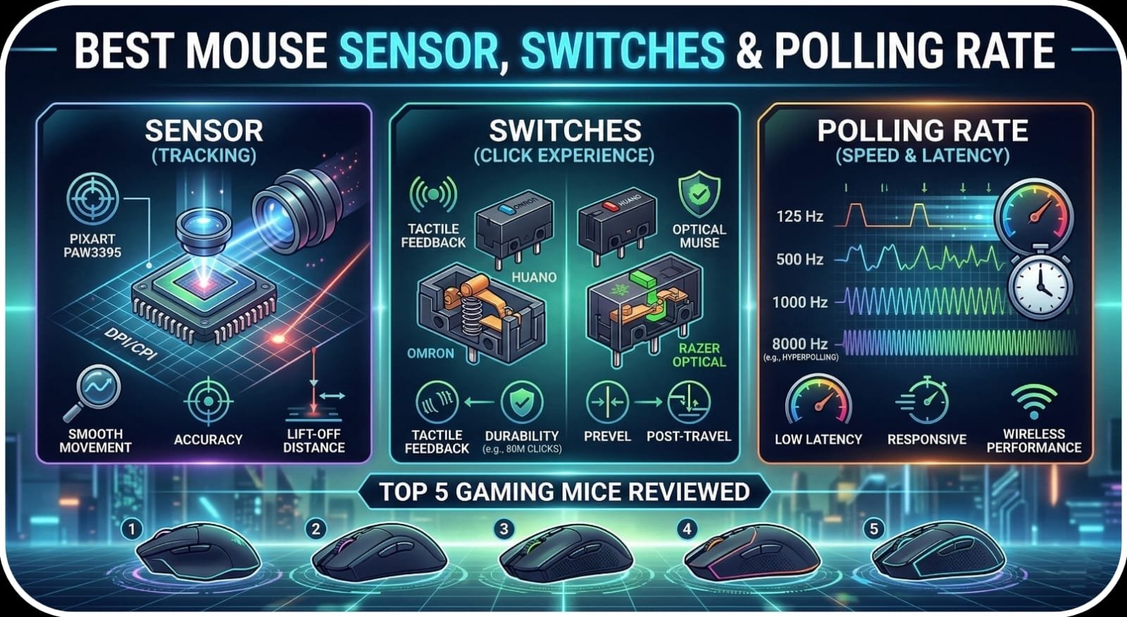 Best mouse sensor switches and polling rate explained for high performance gaming mice