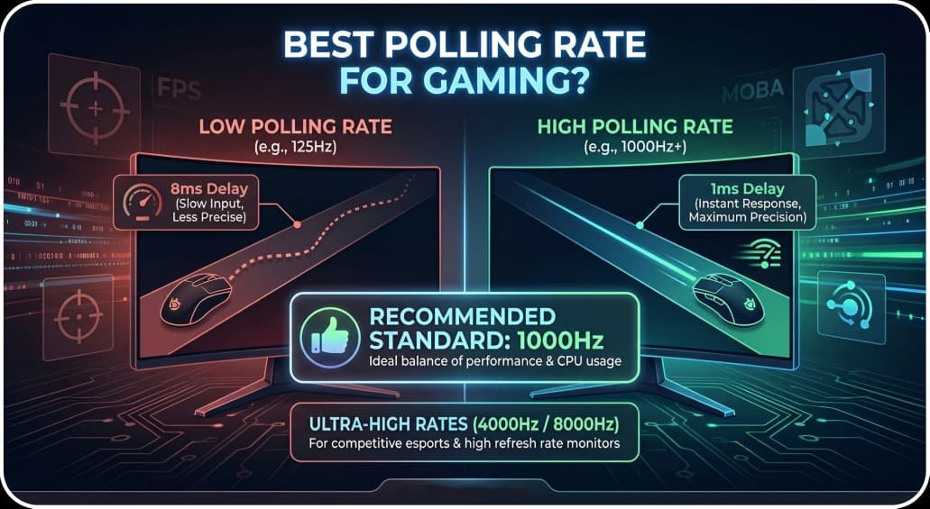 Best gaming mouse polling rate 125Hz 500Hz 1000Hz 8000Hz 2026 for pro-level smooth gameplay