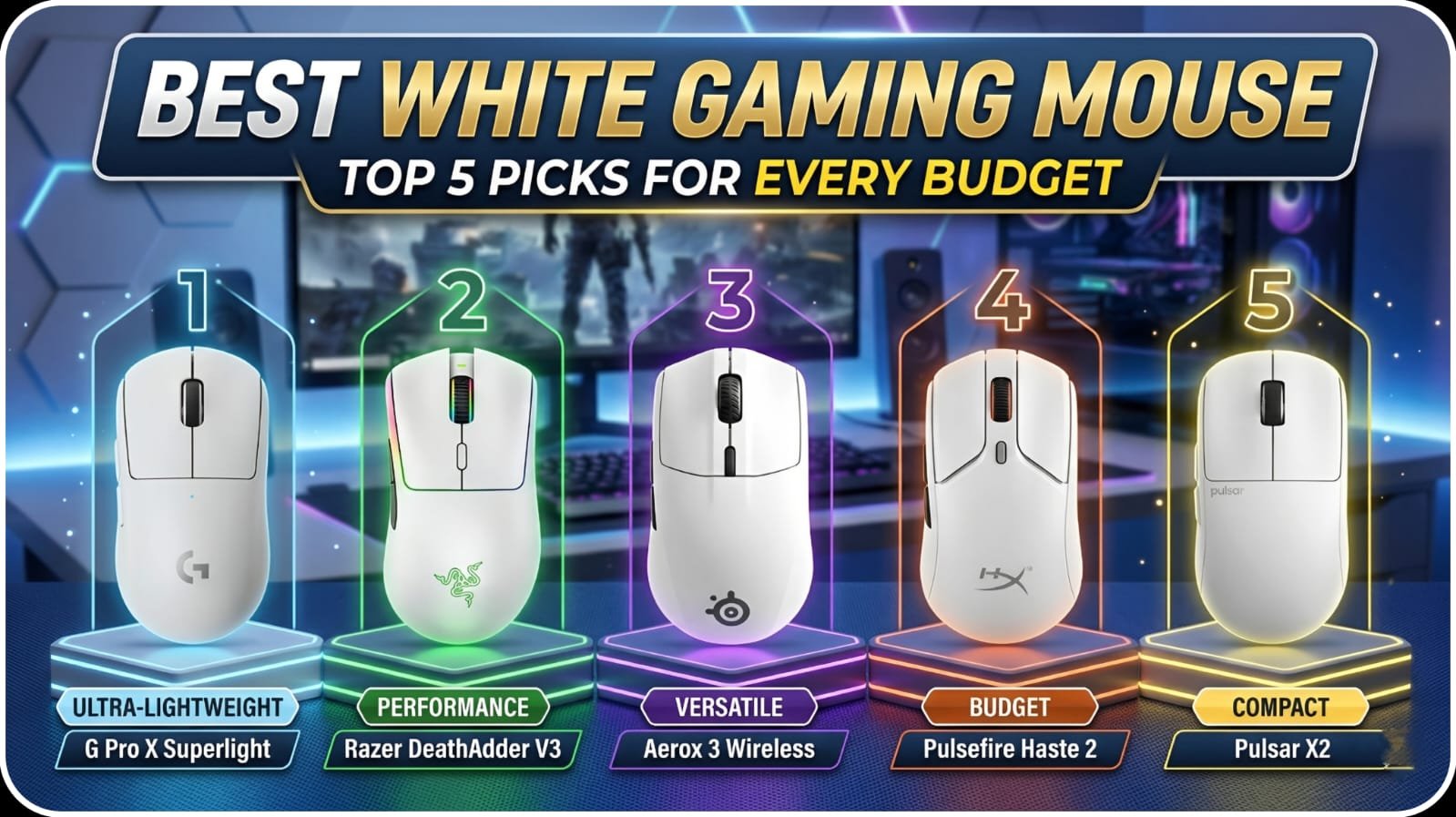 Best white gaming mouse with sleek design, RGB lighting, and high precision sensor in 2026