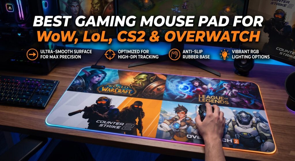 Best gaming mouse pad for WoW, LoL, CS2 and Overwatch with smooth surface and precise tracking for competitive gaming