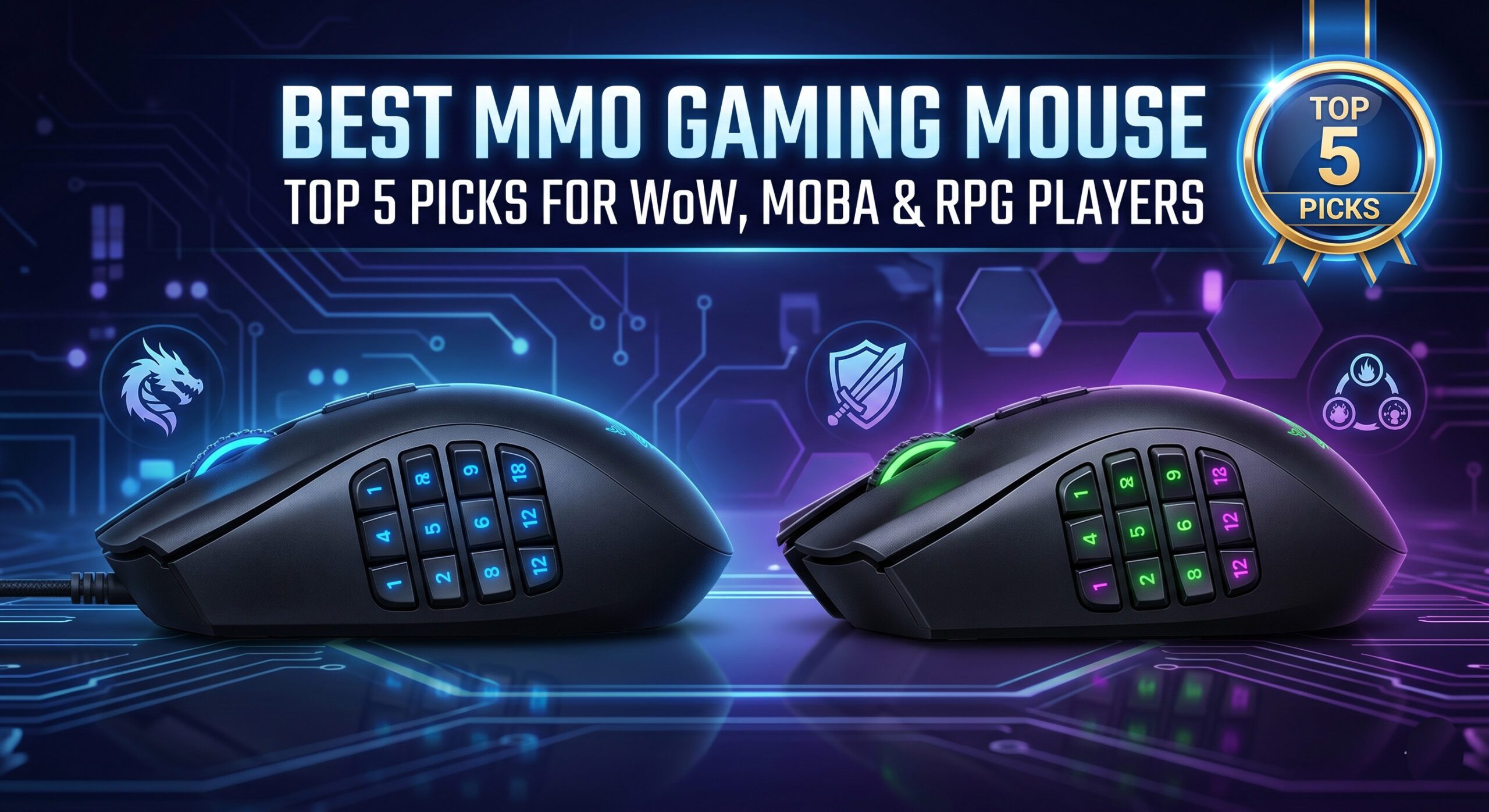 Best MMO gaming mouse with programmable side buttons precise sensor and ergonomic design for WoW MOBA and RPG games