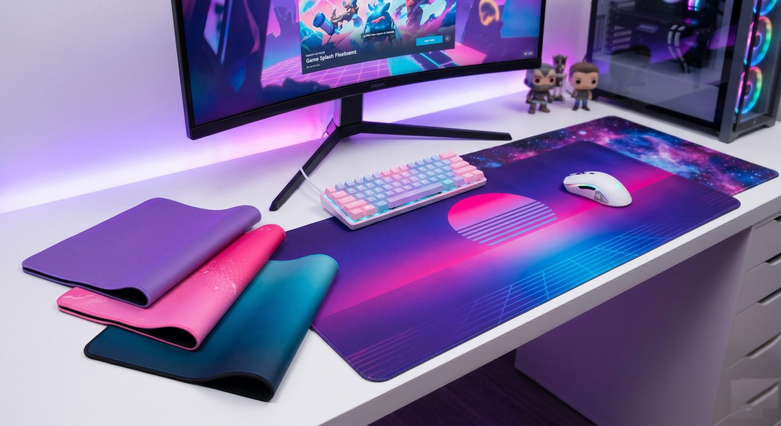 Best pink blue and purple gaming mouse pad with smooth tracking surface vibrant colors and non-slip base