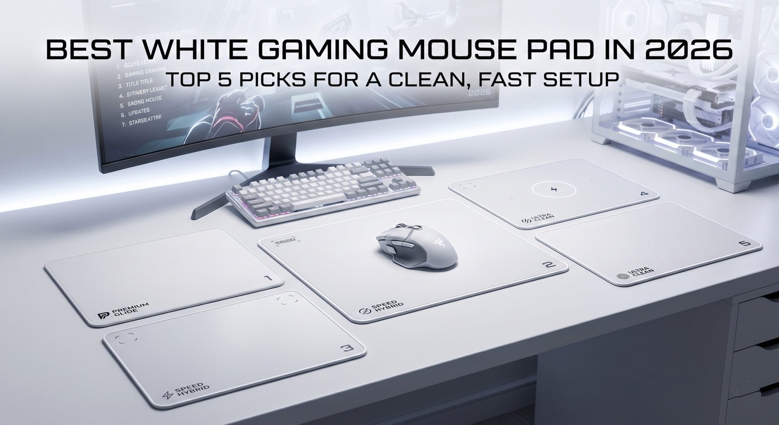 Best white gaming mouse pad in 2026 with smooth tracking surface clean aesthetic and non-slip rubber base