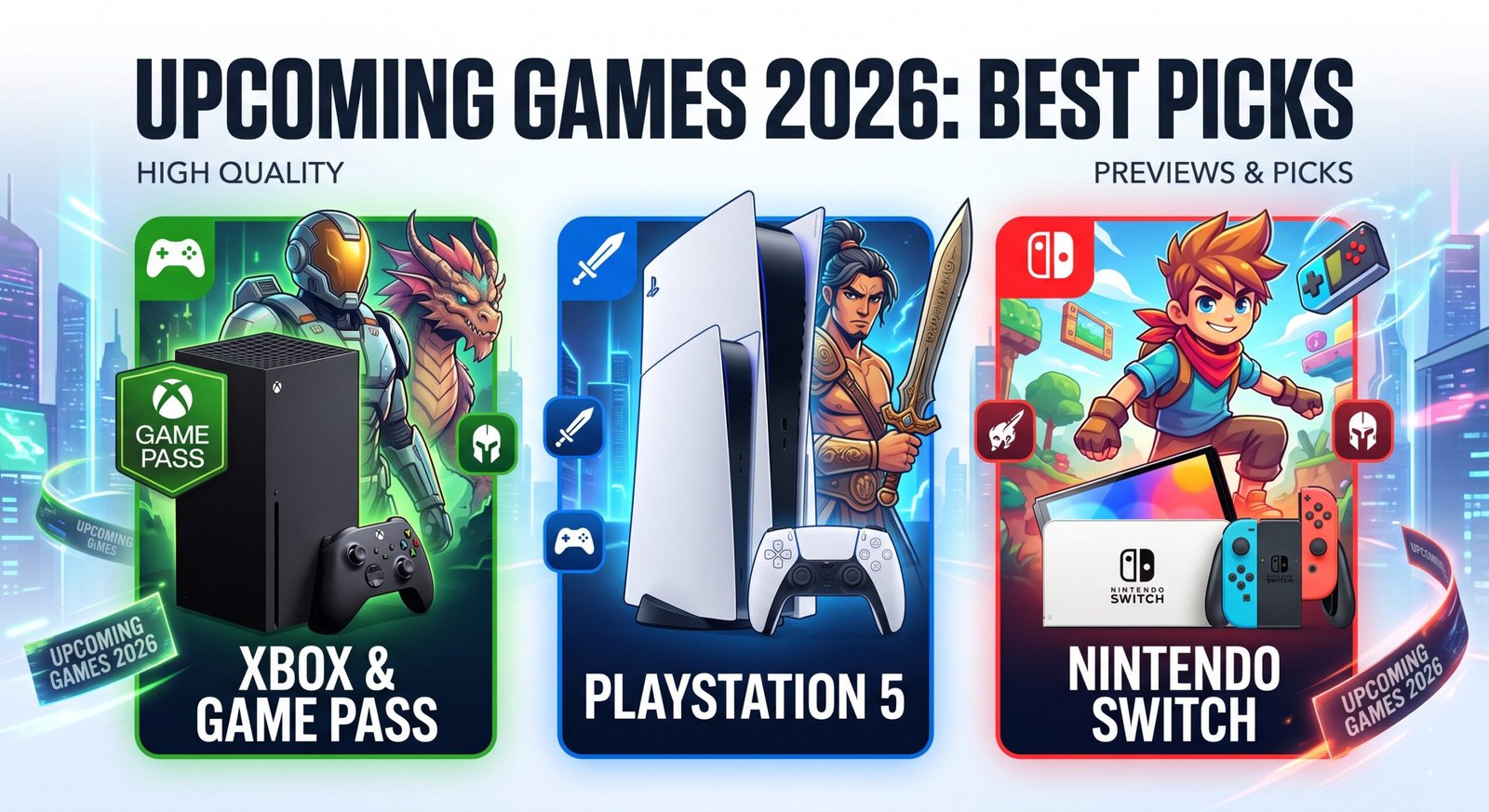 Upcoming games for Xbox Game Pass PS5 and Nintendo Switch featuring the biggest new releases and fan favorites