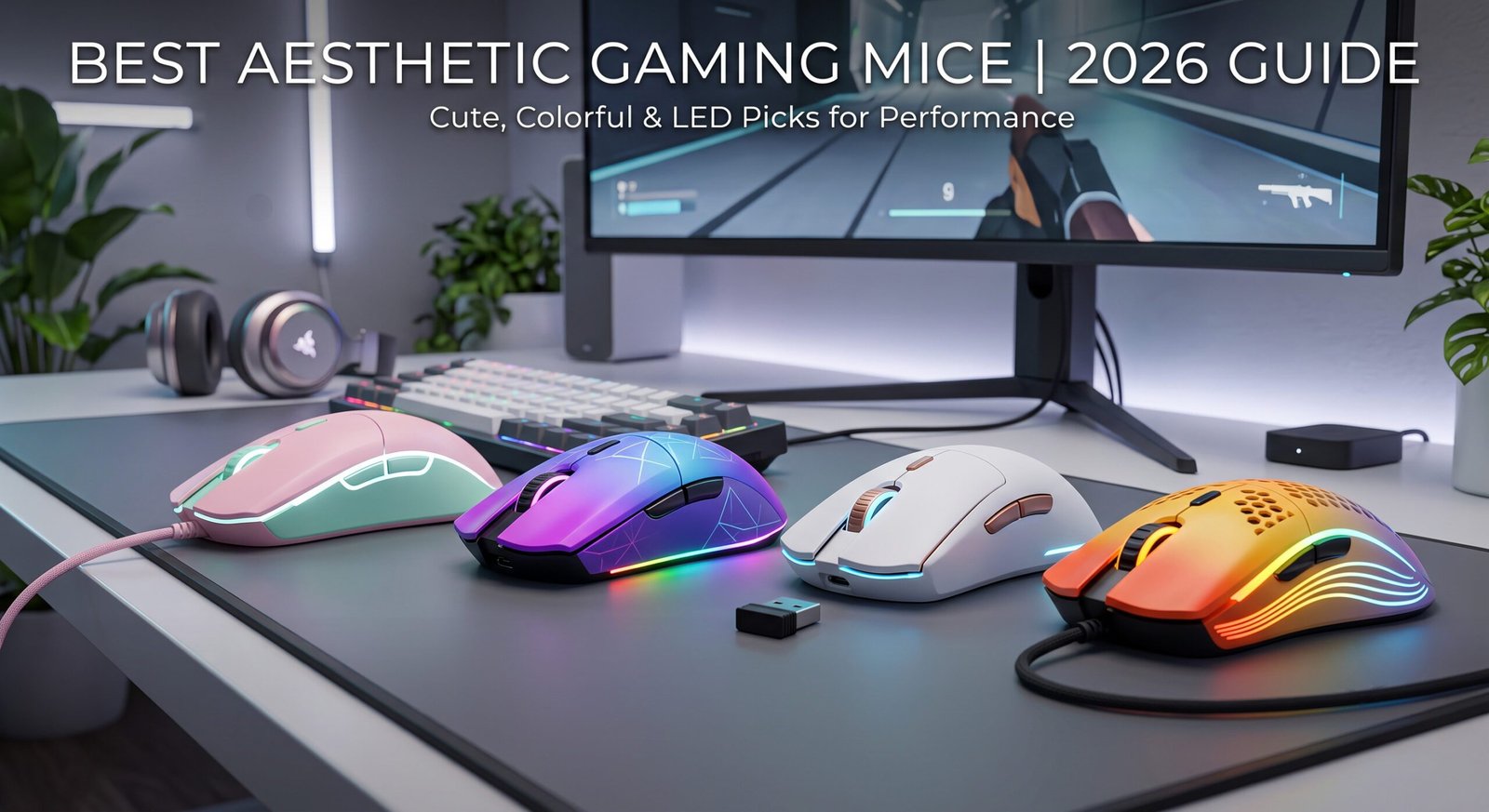 Best aesthetic gaming mouse with colorful RGB lighting, cute design, ergonomic shape, and high-precision sensor for PC gaming