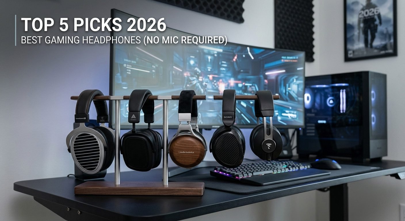 Best gaming headphones without a microphone featuring immersive audio, comfortable over-ear design, and precise positional sound for PC and console gaming