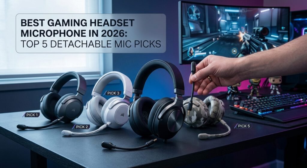 Best gaming headset with detachable microphone, clear voice quality, noise-canceling mic, and comfortable over-ear design for gaming and streaming