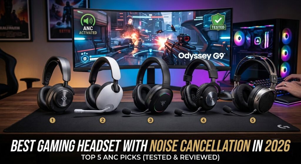 Best gaming headset with active noise cancellation featuring immersive audio, clear microphone, and comfortable wireless design