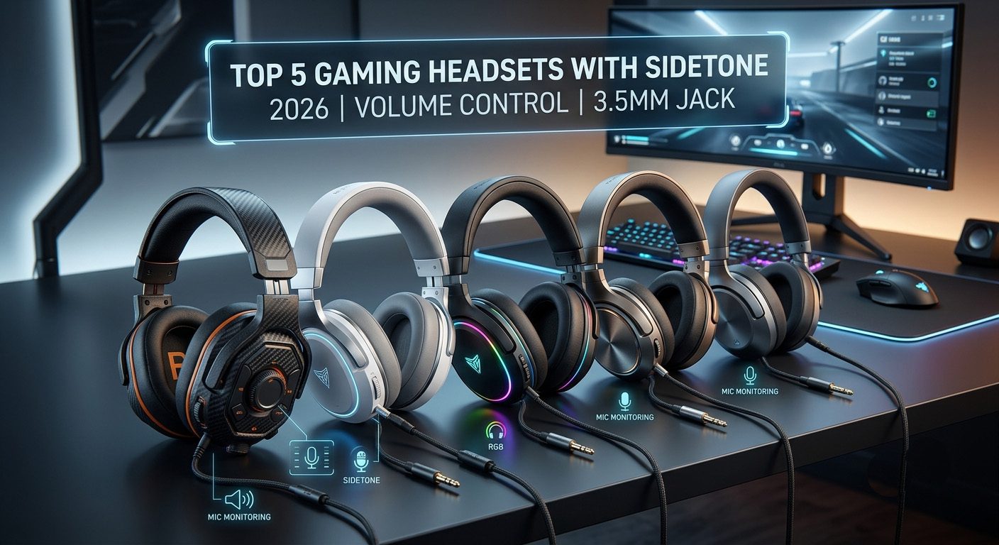 Best gaming headset with sidetone, volume control, 3.5mm audio jack, clear microphone, and comfortable over-ear design for gaming