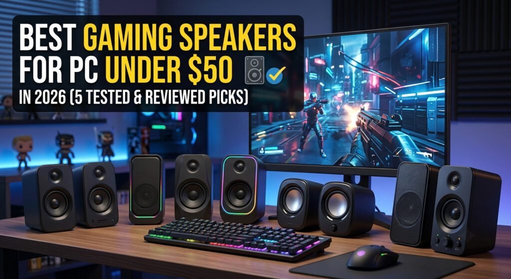 Best gaming speakers for PC under $50 with compact design, clear stereo sound, and deep bass for budget gaming setups