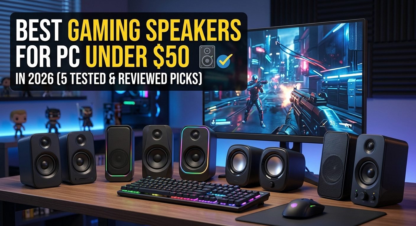 Best gaming speakers for PC under $50 with compact design, clear stereo sound, and deep bass for budget gaming setups
