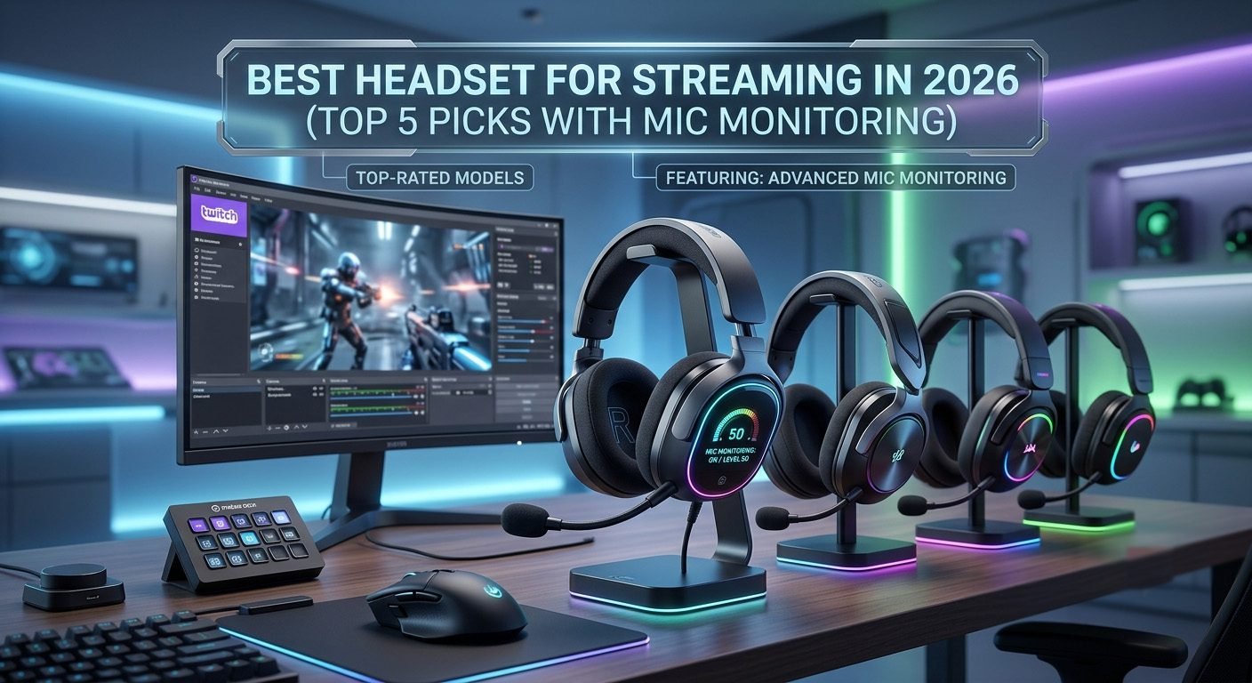 Best streaming headset with mic monitoring, clear microphone, comfortable over-ear design, and low-latency audio for Twitch, YouTube, and Discord