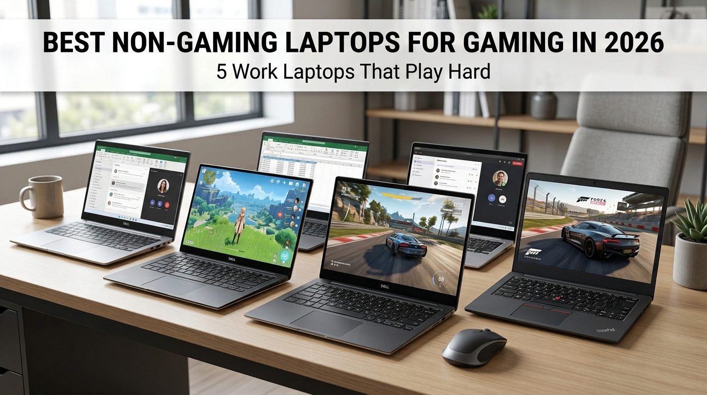 Best non-gaming laptops for gaming with sleek business designs, powerful processors, dedicated graphics, and long battery life