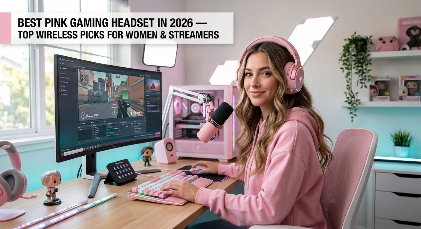 Best pink gaming headset with wireless connectivity, RGB lighting, clear microphone, and comfortable over-ear design for gaming and streaming