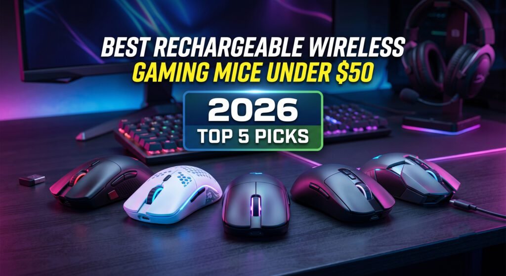 Best rechargeable wireless gaming mouse under $50 with lightweight design, USB-C charging, accurate sensor, and low-latency performance