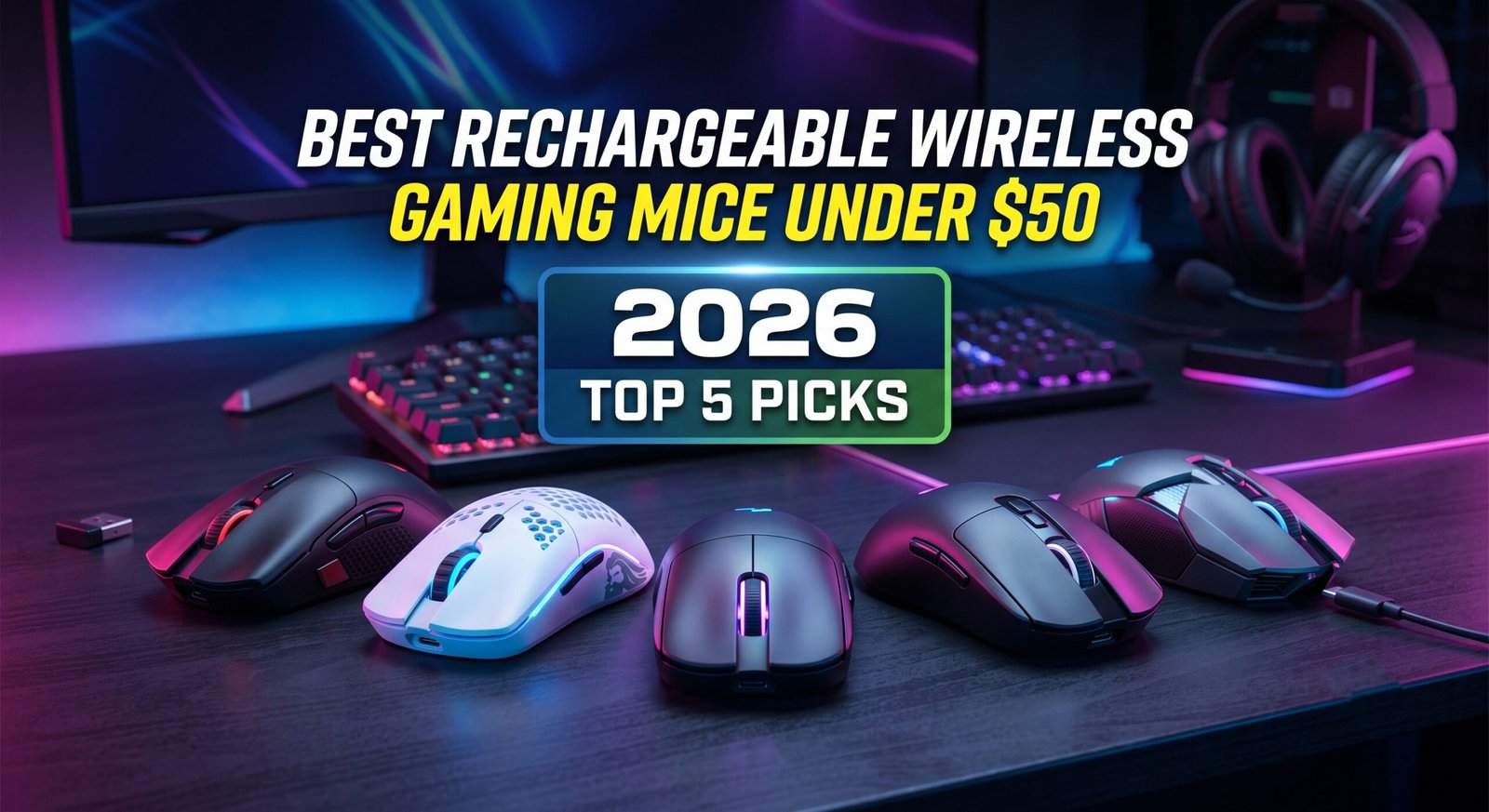 Best rechargeable wireless gaming mouse under $50 with lightweight design, USB-C charging, accurate sensor, and low-latency performance