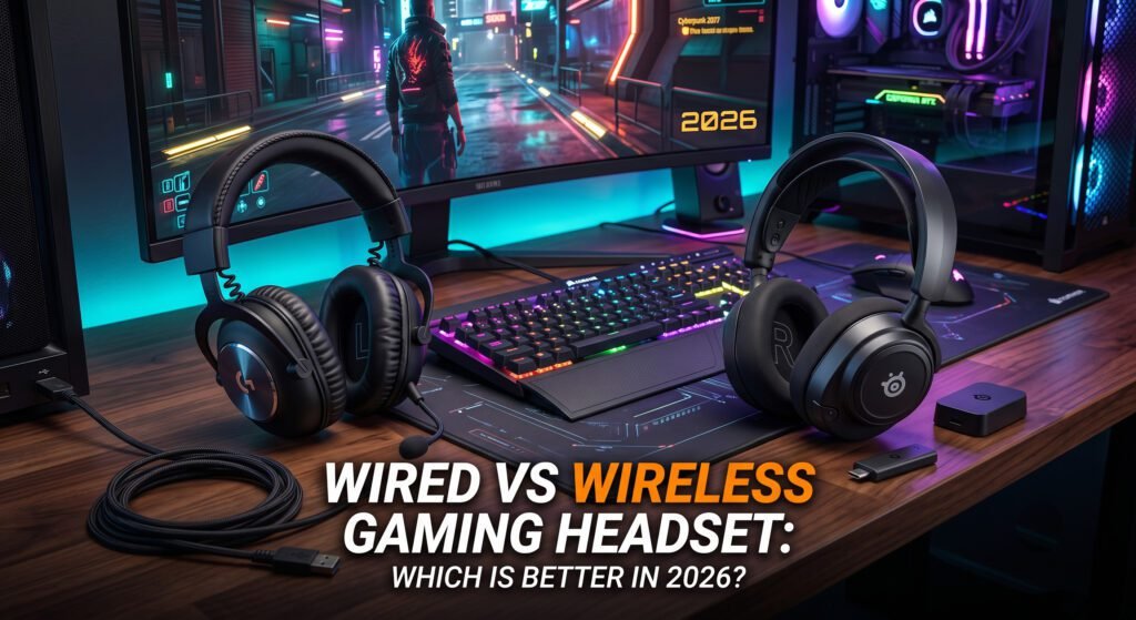 Wired vs wireless gaming headset comparison showing sound quality, latency, battery life, microphone performance, and gaming compatibility