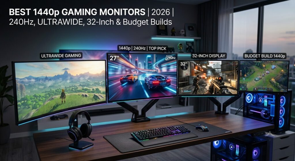 Best 1440p gaming monitors with 240Hz refresh rates, OLED and IPS panels, ultrawide displays, and budget-friendly options.