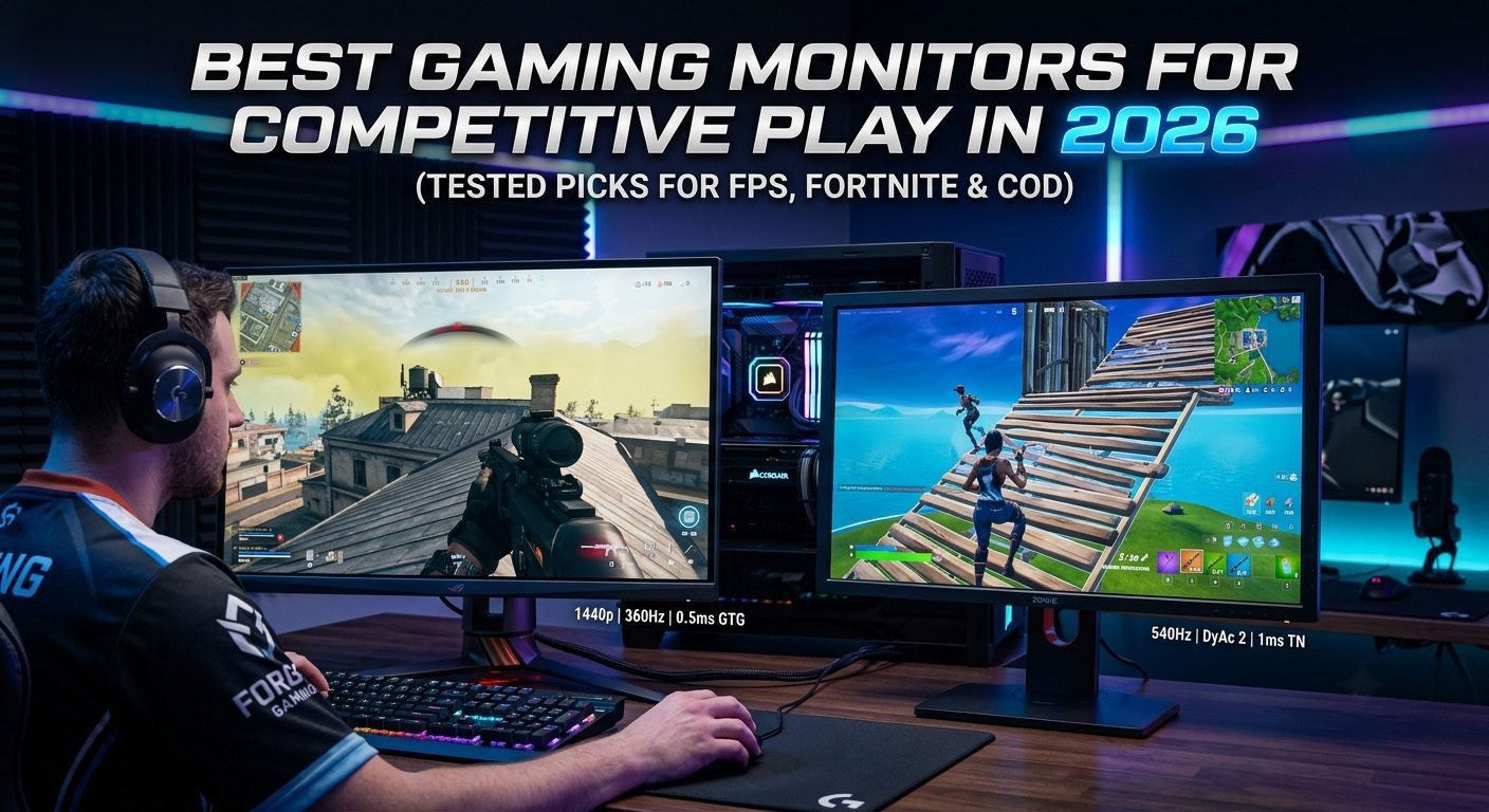 Best gaming monitors for competitive FPS play with 240Hz and 360Hz refresh rates, fast response times, and low input lag.