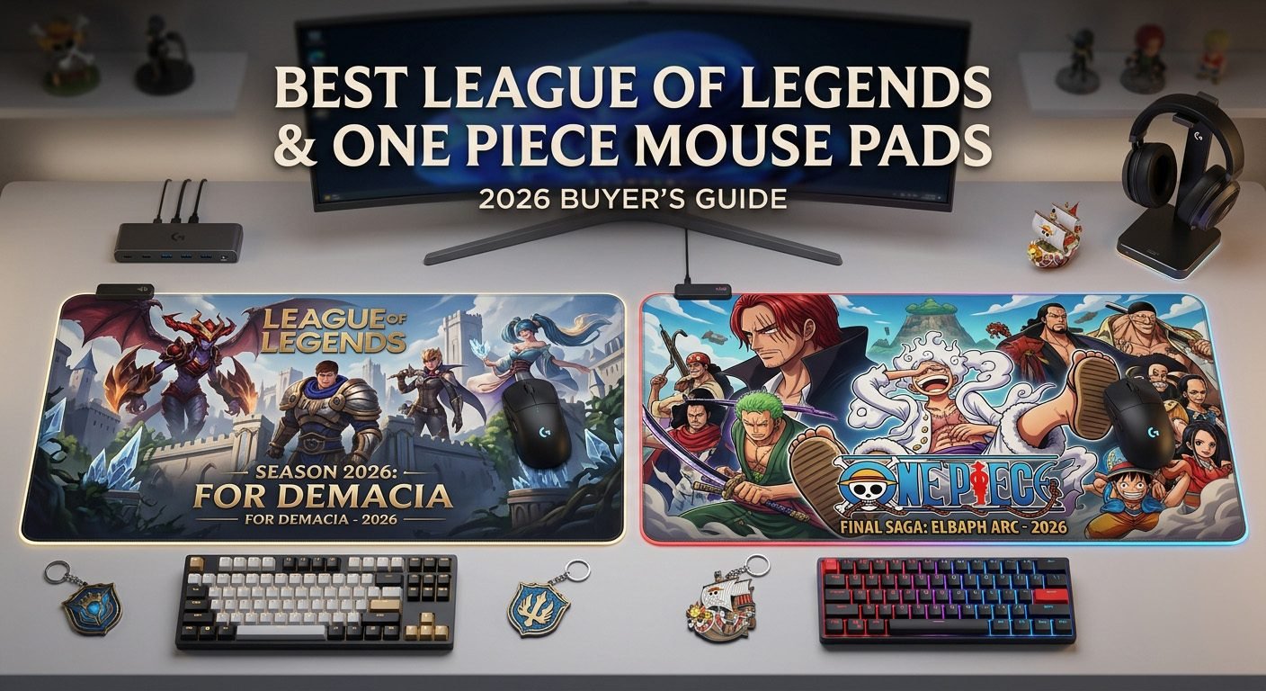 Best League of Legends and One Piece gaming mouse pads in 2026 featuring XXL desk mats and anime-inspired designs.