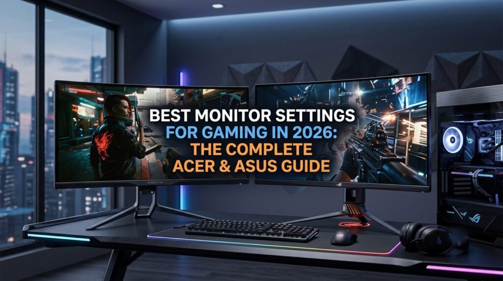 Best gaming monitor settings for brightness, contrast, color, HDR, refresh rate, and response time in 2026.
