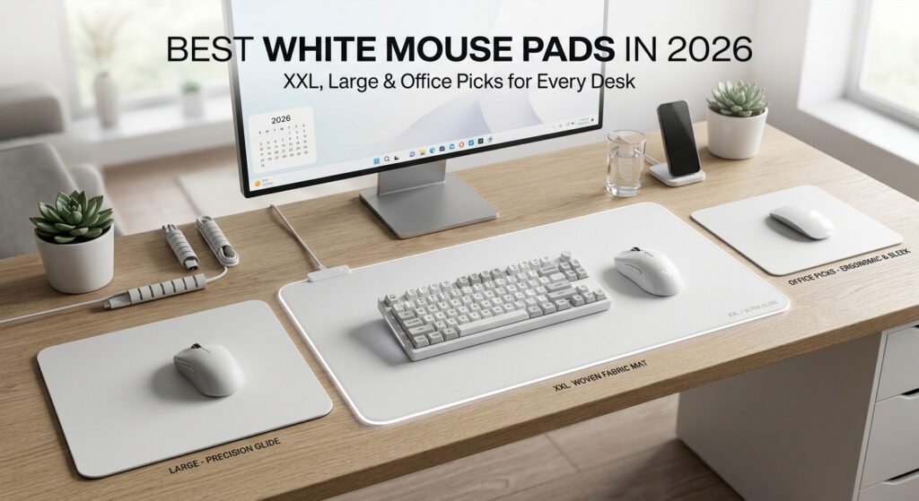Best white mouse pads in 2026 featuring XXL, large, gaming, and office desk mat options.